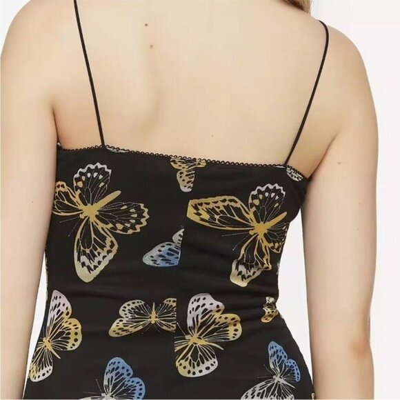 Y2K Forever 21 Juniors Mesh Printed Cami  Bodycon Dress Size M Butterfly Print - Picture 4 of 14